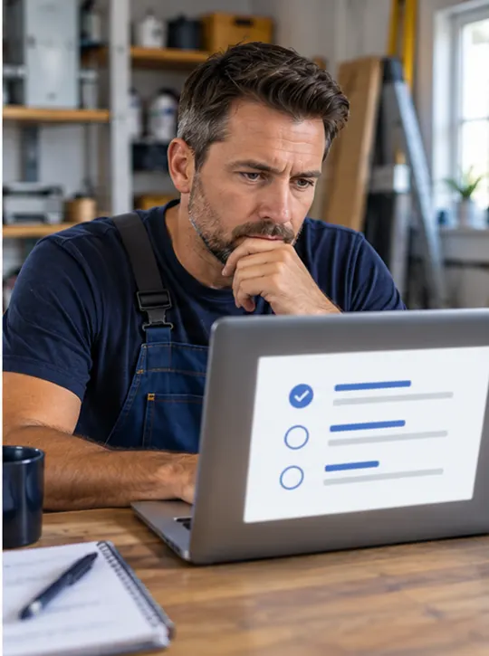 Business owner reviewing a website checklist